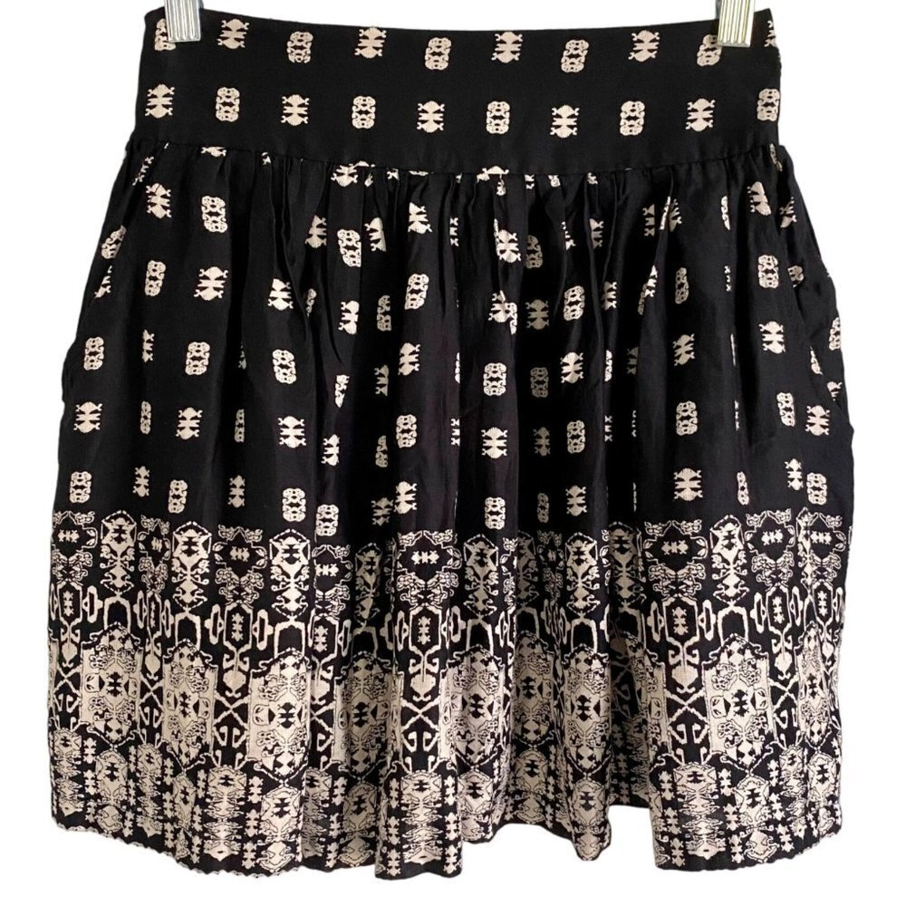 Japna Black and White Lined Mini Skirt With Pockets Medium